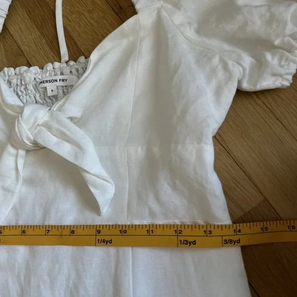 Emerson Fry Size Small Amy Puff Sleeve Short Dress - White. Lined. Linen NWOT - Picture 8 of 10